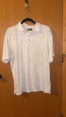 Jack Nicklaus Men's White Golf Polo Shirt Size Large All Over Print Golden Bear